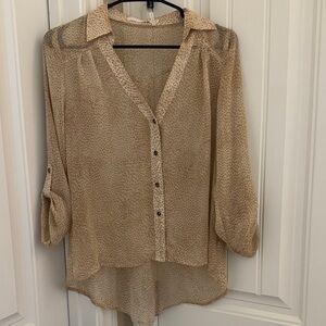 Women's Tan Button-Up Blouse